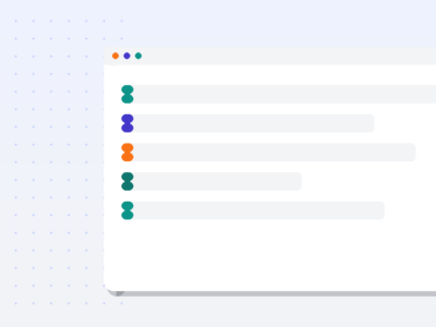 Abstract illustration of a website browser window showing stacked, editable content blocks in blue, purple, and gold